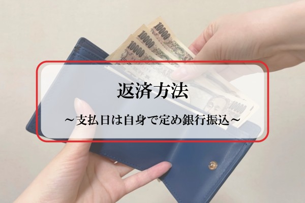 返済方法。支払日は自身で定め銀行振込